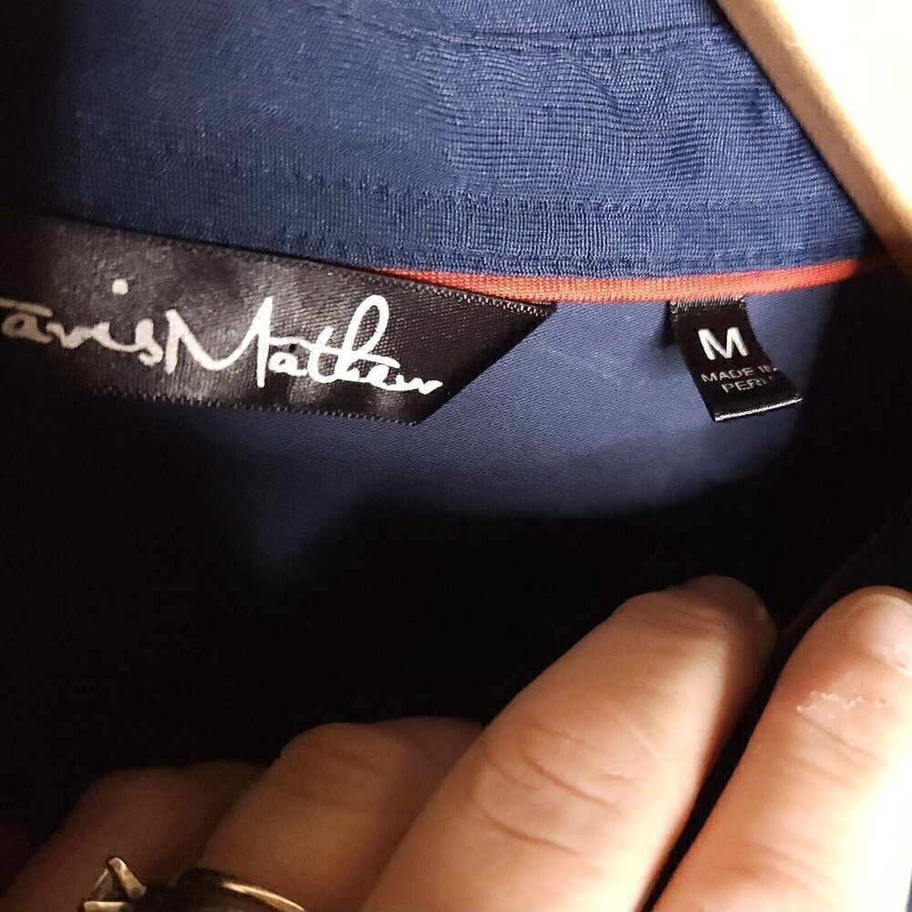 Travis Mathew Mens Navy Blue Brick Red Golf Polo Medium - Picture 7 of 9